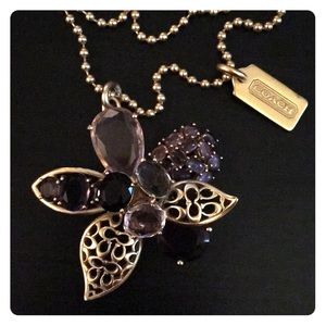 Coach long drop pendant necklace